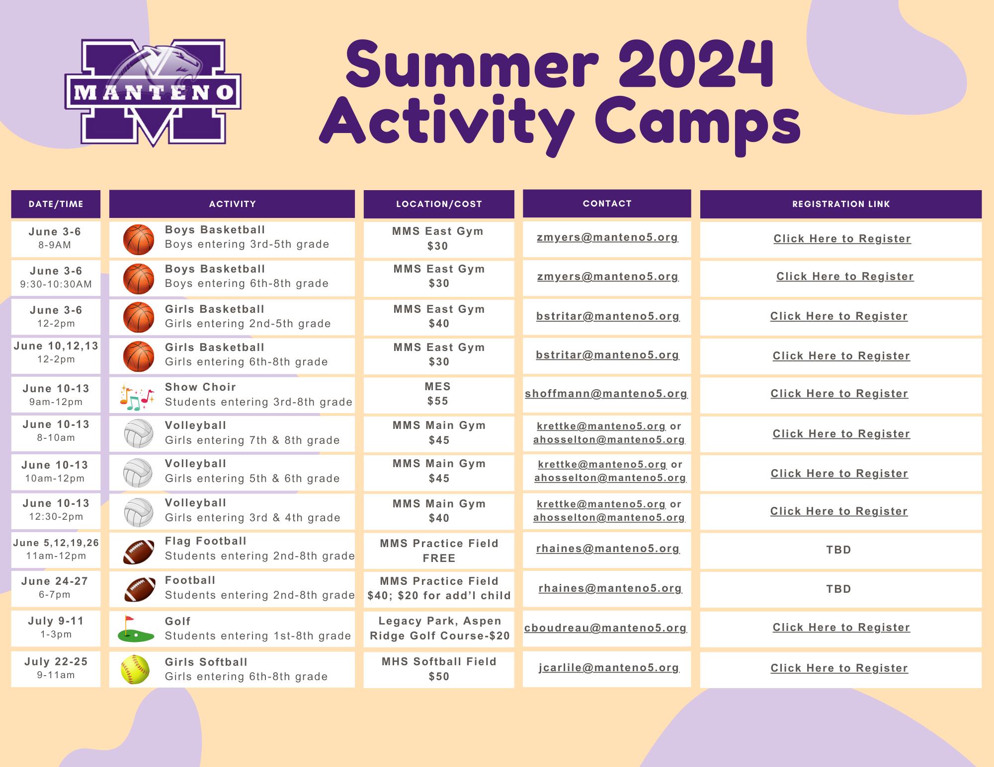 Summer 2024 Activity Camps